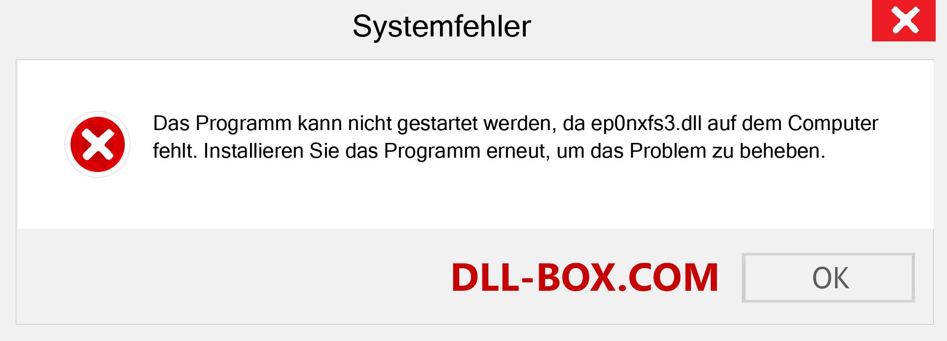 ep0nxfs3.dll-Datei fehlt?. Download für Windows 7, 8, 10 - Fix ep0nxfs3 dll Missing Error unter Windows, Fotos, Bildern